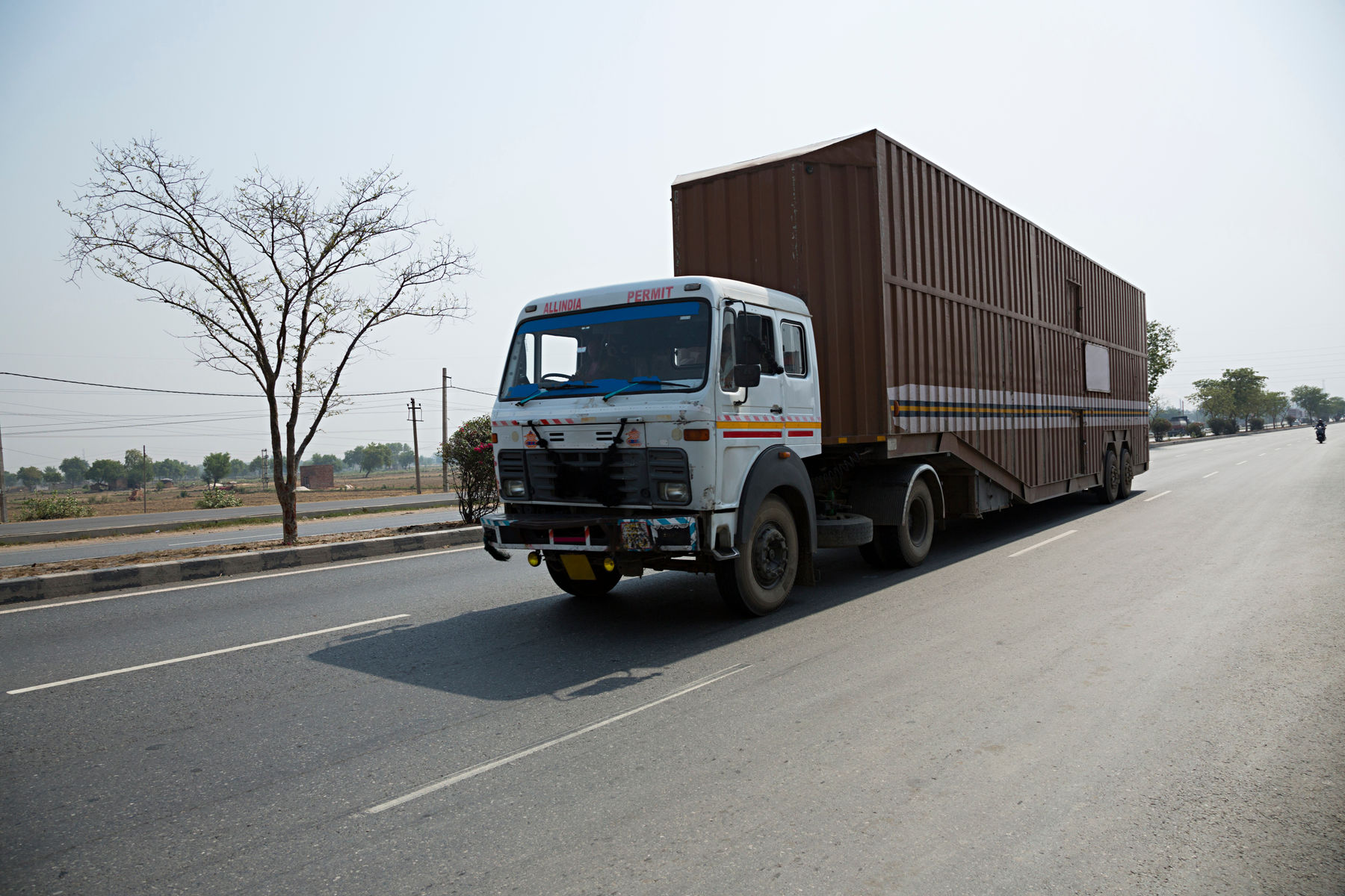 Container truck travelling on an Indian highway